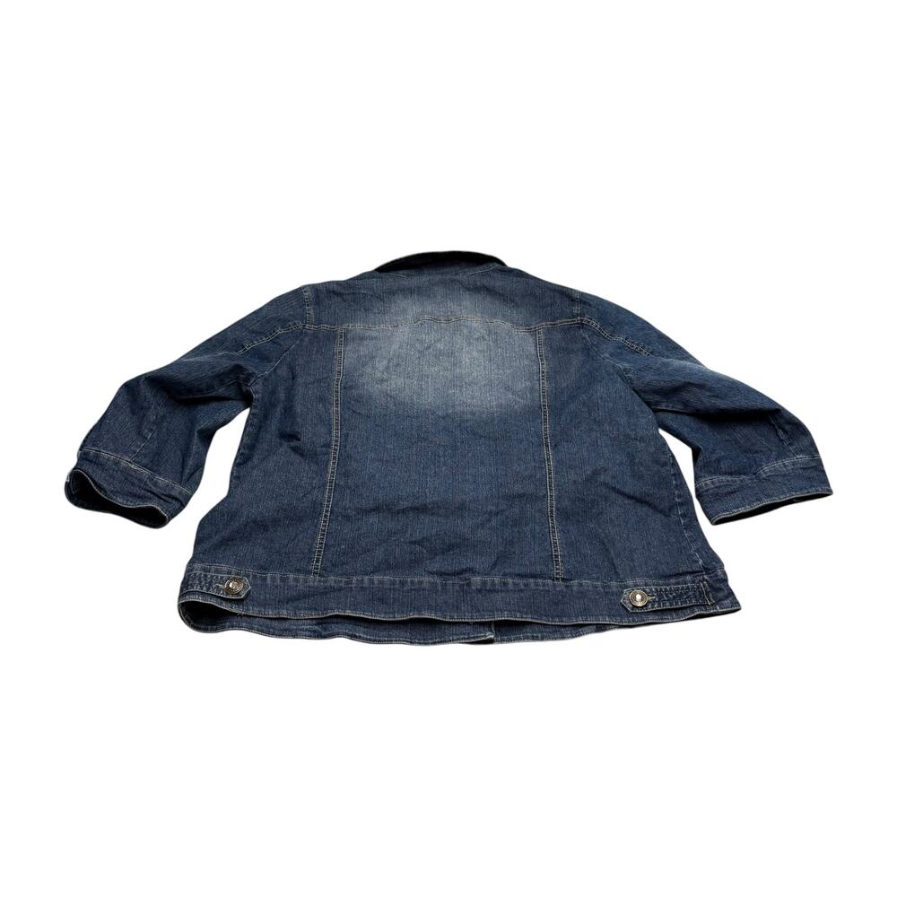 Dressbarn Plus 18W 20W Stretch Denim Jacket 3/4 Sleeve Blue - Picture 7 of 9